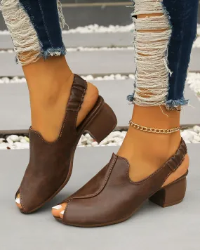 Heidi-Mode | Sandaletten Mit Klobigem Peep-Toe-Absatz Und Knöchelriemen