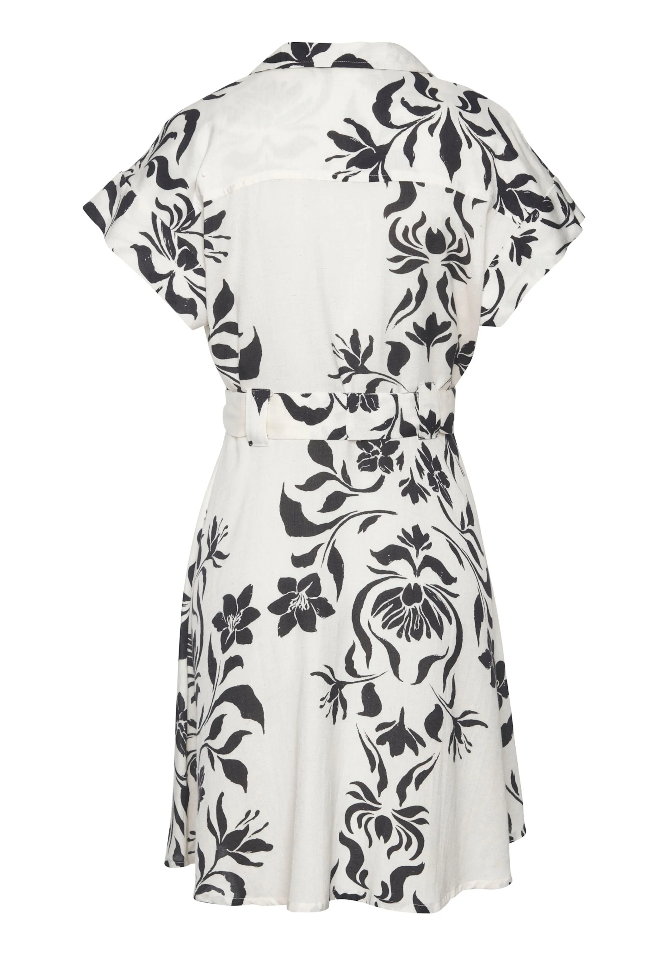 LASCANA Hemdblusenkleid in beige-schwarz bedruckt