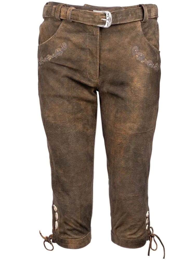 Lederhose Lotti Kniebund Damen braun-urig