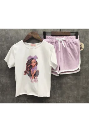 Passendes Set aus Baumwoll-T-Shirt und Shorts