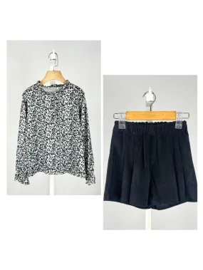 Set aus Oberteil mit Liberty-Blumenmuster und dicken, gerippten Shorts für Mädchen
