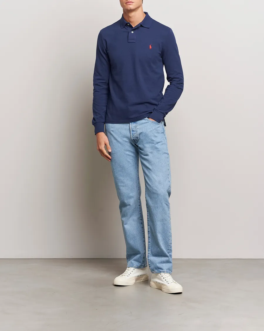 Slim Fit Long Sleeve Polo Newport Navy